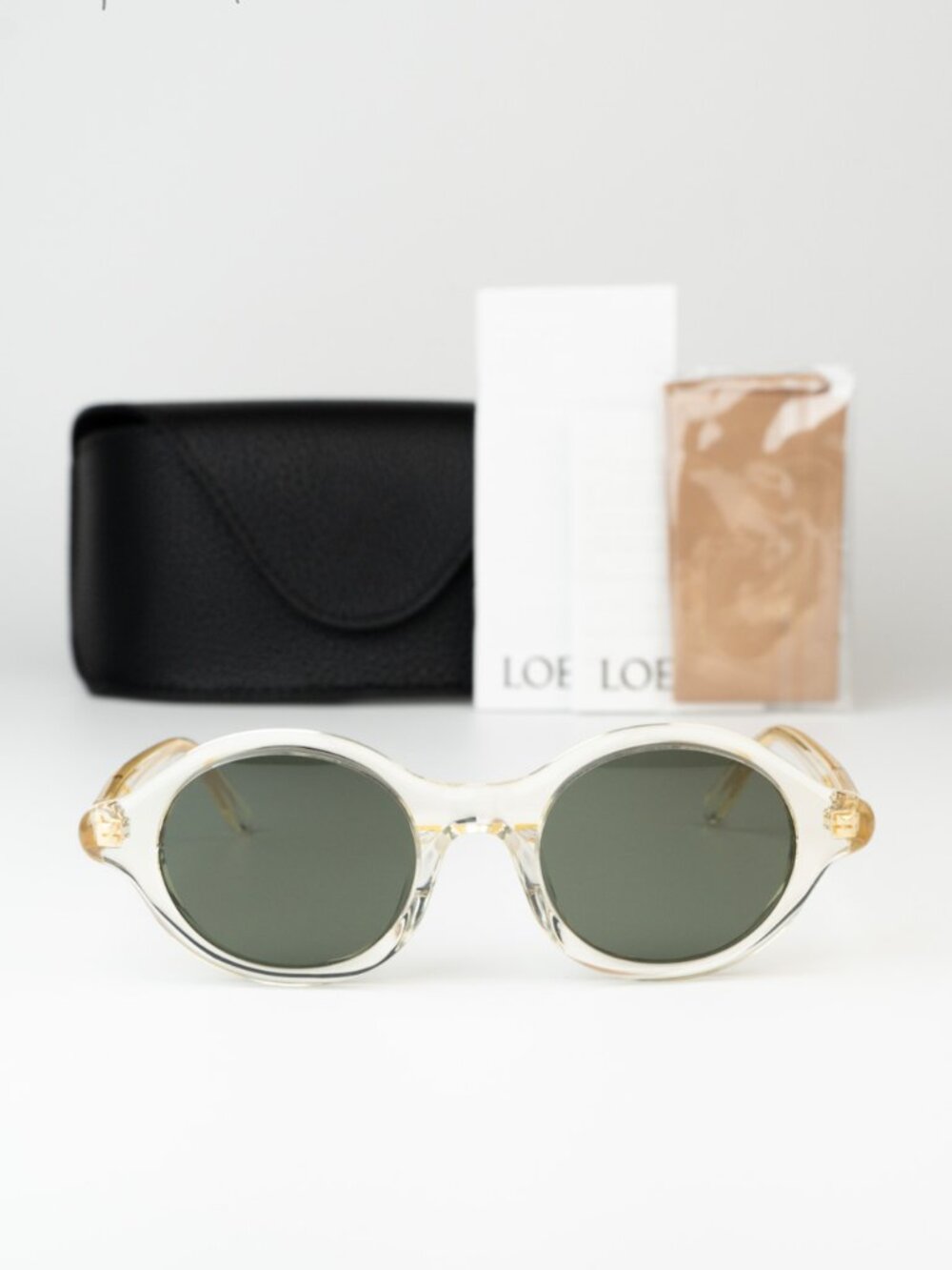 Loewe Men Sunglasses Pale Yellow Green Round LW40162U 57N NEW AUTHENTIC